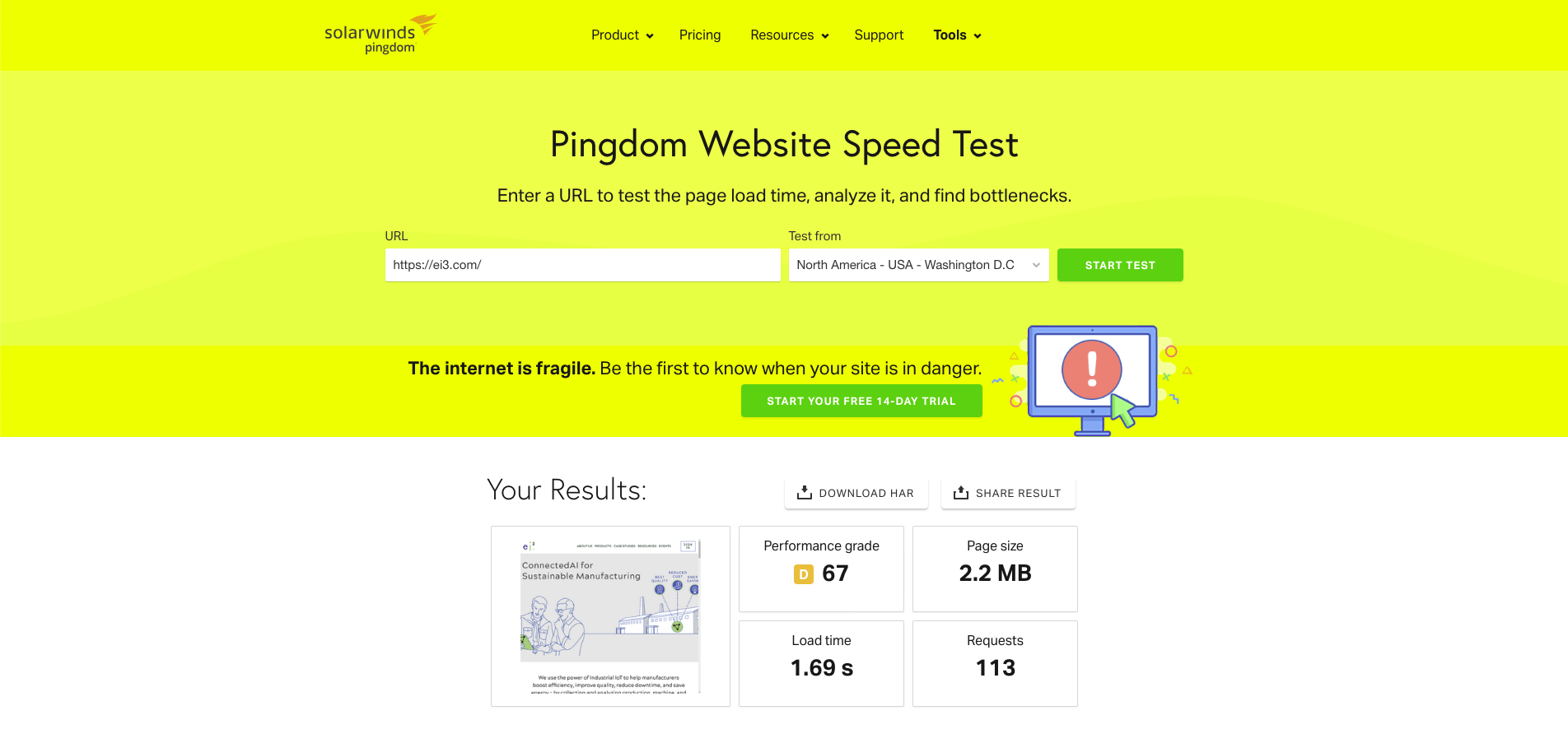 Page Speed Optimization Results